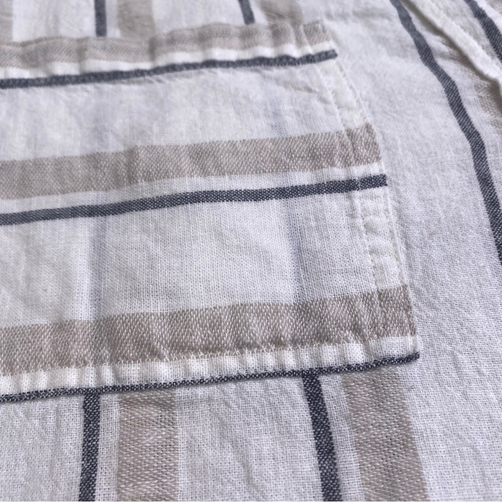 Vince Camuto Linen Stripe Button Down Shirt Size Medium - Picture 6 of 14